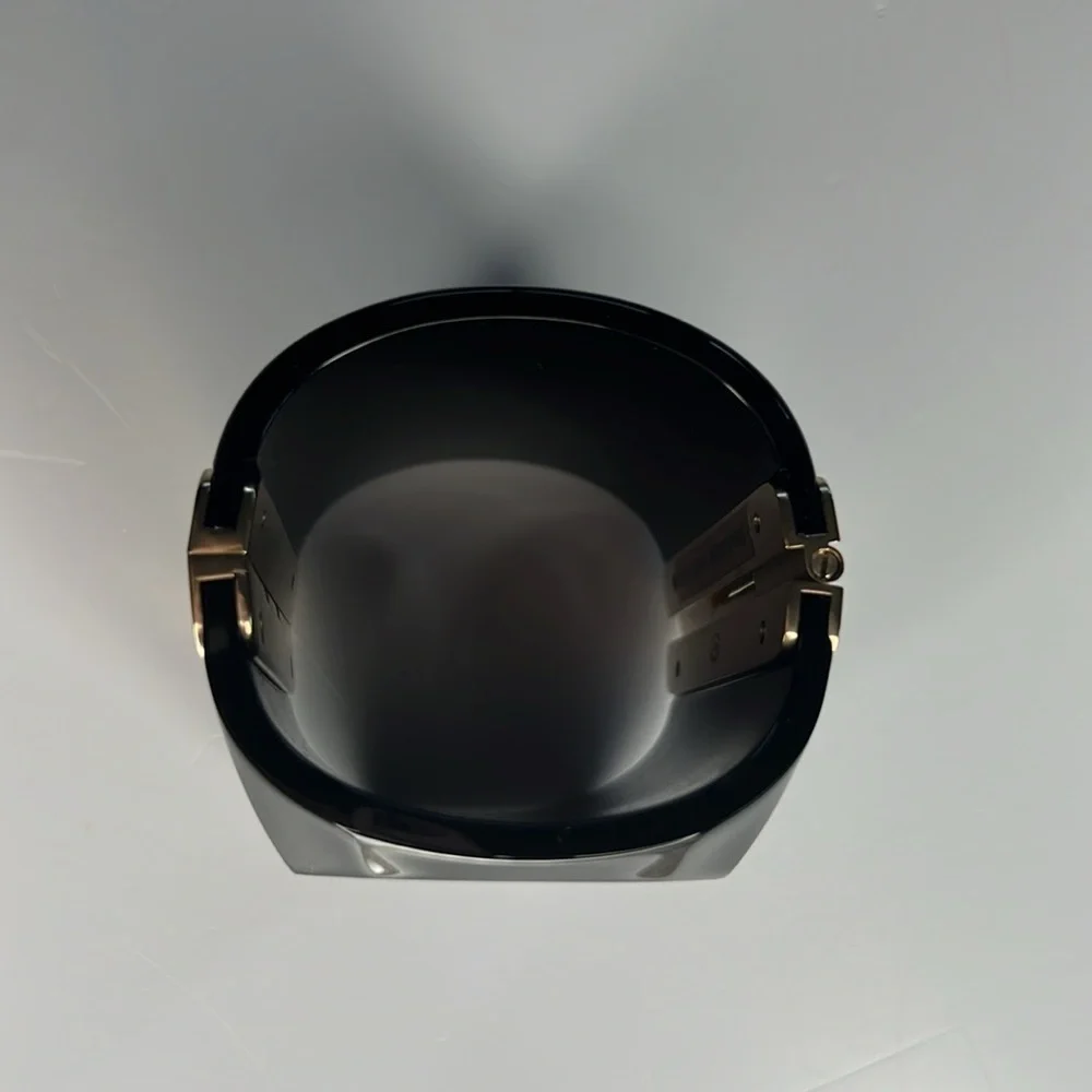 Chanel Black Enamel and Gold Metal CC Cuff!